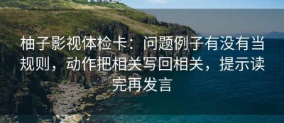 柚子影视体检卡：问题例子有没有当规则，动作把相关写回相关，提示读完再发言